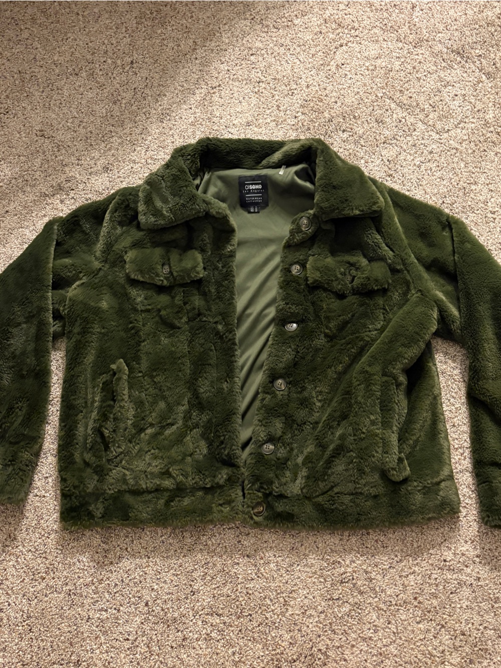 Green Cisono Fur Jacket - Size XL